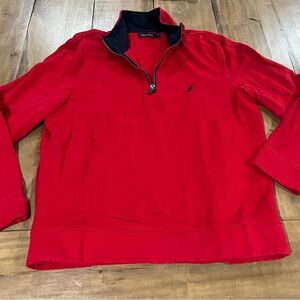 Nautica Men’s Quarter Zip Pullover, Size Medium, Red